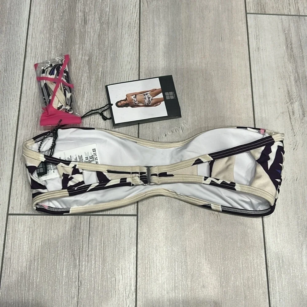 Insight Cream Chips Ladder back bandeau swim bikini top size 4
